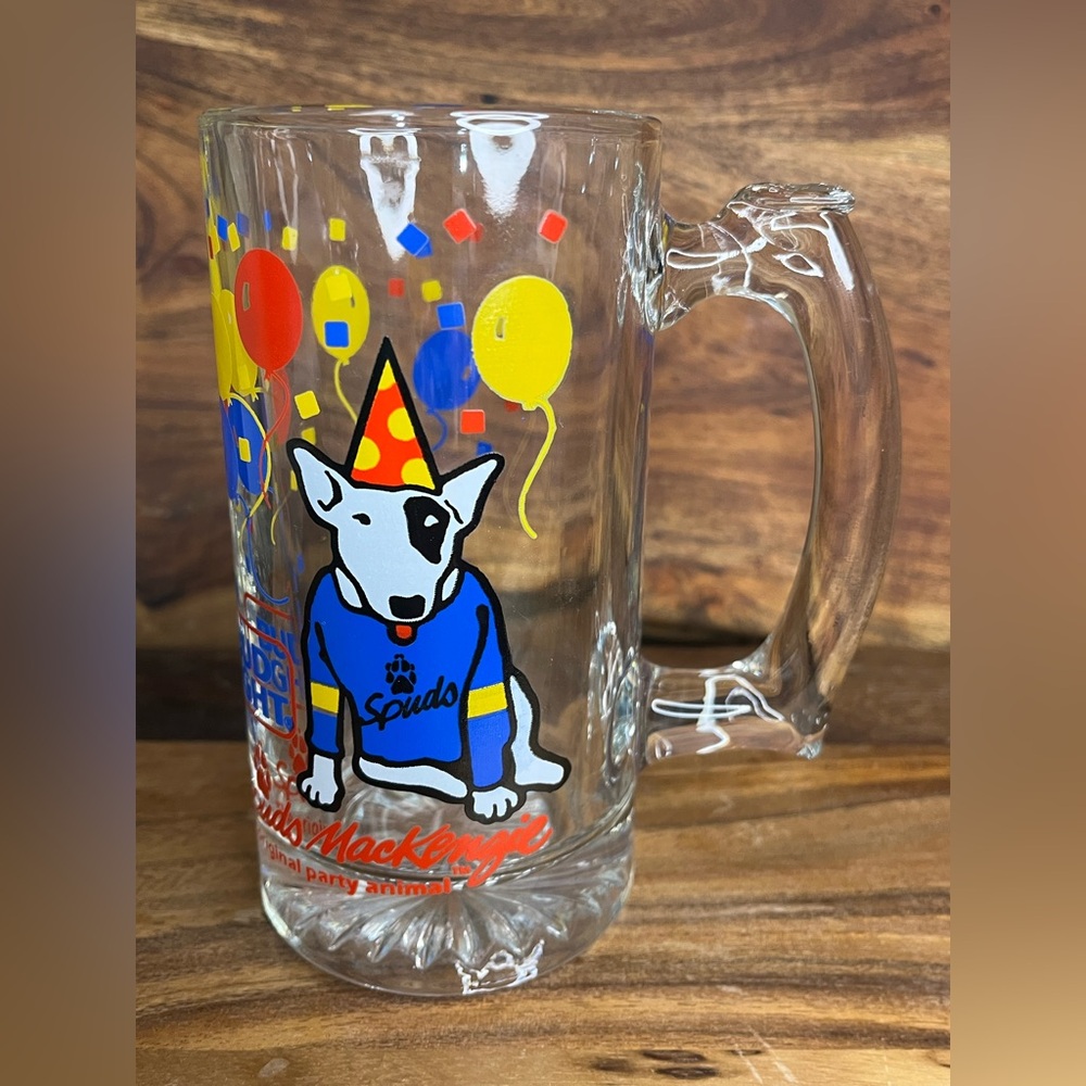 Vintage Spuds Mackenzie 1987 Bud Light Glass Beer Mug Original Party Animal